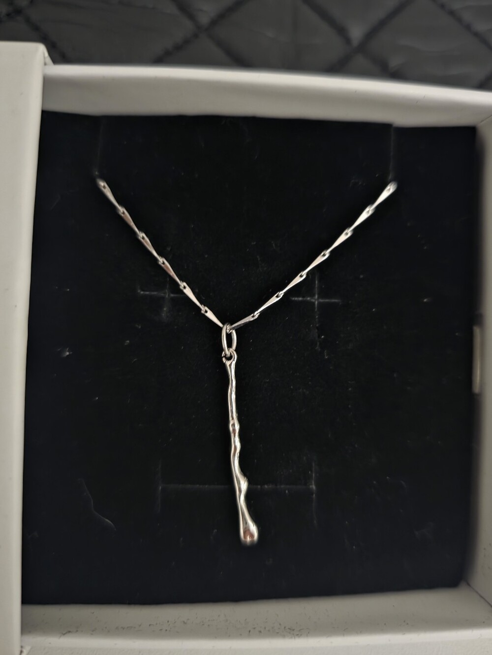 Drip Pendant on Fine Link Chain Necklace